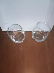 2 Whisky Tumbler Gläser RUNDE SCHAUKELBÖDEN & SCHRÄGE RÄNDER klar unsigniert - Bild 1 von 2