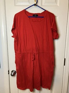 Ellos rotes Kleid mit Kordelzug Taille Größe 18/20 L 2 Taschen!! 100% Baumwolle!! - Bild 1 von 6