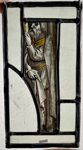 Antique 16th Century Renaissance Stained Glass Window Panel Apostle Saint 11”x6” Cover