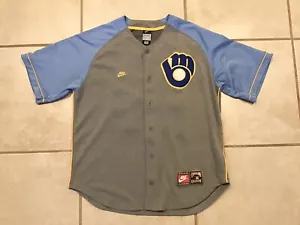 Milwaukee Brewers Nike Jersey Cooperstown Collection Fielder Gray Mens Medium - Picture 1 of 6