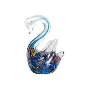 Estatuilla de cisne de vidrio azul hecha a mano coleccionable adorno de ganso alado de vidrio regalo - Imagen 1 de 3