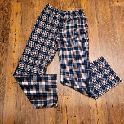 Pantalones a Cuadros Pendleton Años 60 70 De Colección 4 Lana Pierna Recta Cintura Alta Frente Plano  Foto 1 de 4
