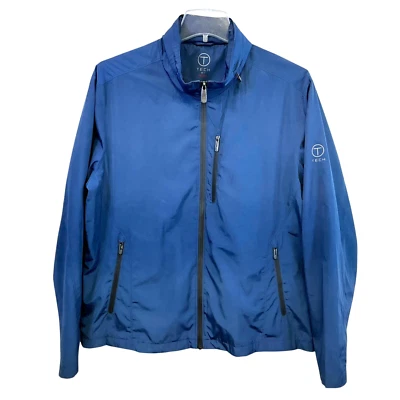 Xl T-Tech Tumi Blue Lightweight Full-Zip Jacket Mens Hood Windbreaker Rain Coat - Image 1 of 4
