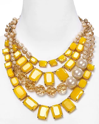 ENORME Collar Kate Spade New York Treasure Chest Perla Amarillo MULTI Foto 1 de 4