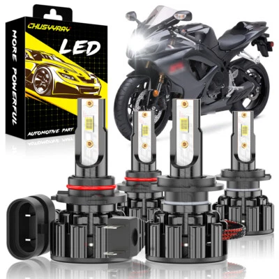 适用于宝马 S1000R 2014 2015 2016 2017 4X 白色 LED 车头灯 H7 9005 灯泡灯 — 第 1/4 张图片