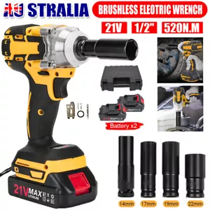 21V Cordless Electric Impact Wrench Brushless Rattle Gun 1/2" Driver Battery AUS - Picture 1 of 13