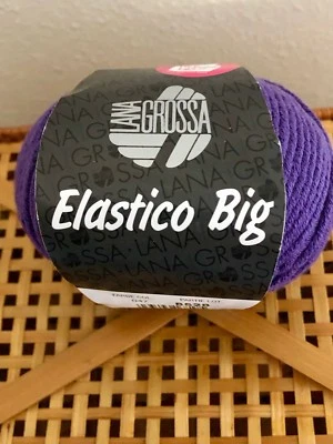 Discontinued Lana Grossa ELASTICO BIG - worsted wt Cotton yarn color 047 Purple - Image 1 of 3