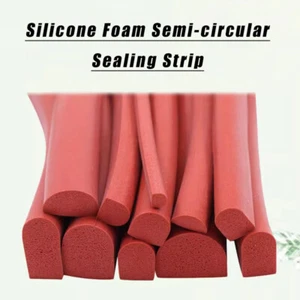 D-Shaped Sealing Strip Silicone Foam Semi-circular Solid Seal Edge Protector Red - Picture 1 of 20