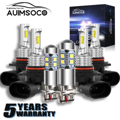 6000K White LED Headlight High Low Fog Light 6X Kit For GMC K2500 1993 1994 1995 - Image 1 of 4