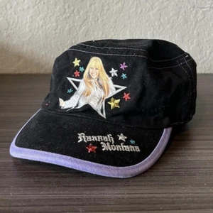 VTG Y2K DISNEY Hannah Montana Newsboy Hat Cap Black Rhinestones Miley Cyrus - Picture 1 of 4