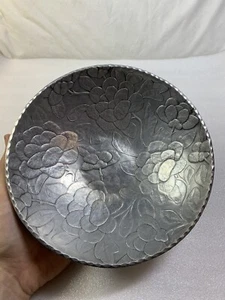 Stunning Vintage Arthur Armour RARE Aluminum Floral Flowers Bowl USA - Picture 1 of 12