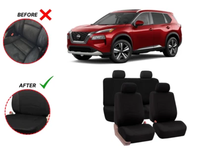 Juego completo de fundas de asiento de coche Nissan Pathfinder/Piloto 9 piezas delanteras traseras NEGRAS Foto 1 de 4
