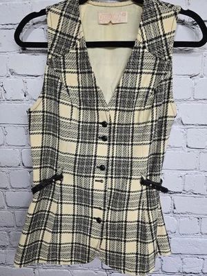 Chaleco Vintage Años 50 60 Pendleton 100% Lana Virgen Talla 8 Amarillo Cuadros Cinturón  Foto 1 de 4