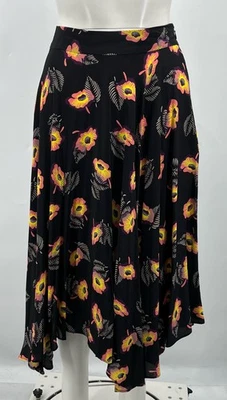Falda midi de seda con dobladillo y pañuelo estampado floral negro Etro talla 44 Foto 1 de 4