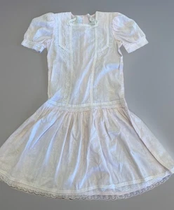 Vtg Dress Party Pink Sailor Collar Scooter Lace Victorian Frilly Girls 8 Medium - Imagen 1 de 11