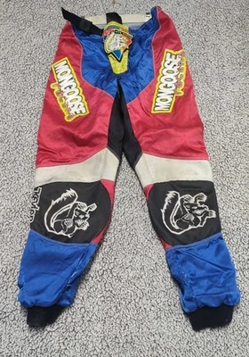 MONGOOSE Racing ANVIL Pants BMX WHITE RED & BLUE SIZE 30 Vintage Worn Thrashed - Image 1 of 4