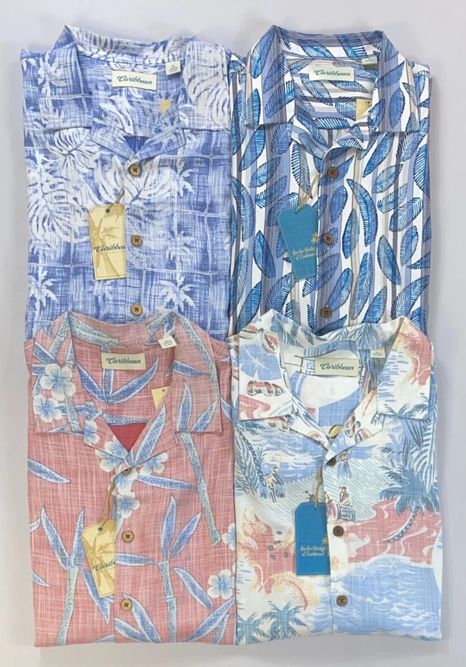 Men's Roundtree & Yorke Caribbean Short Sleeve Button Front Hawaiian Shirt NEW - Image 1 of 1