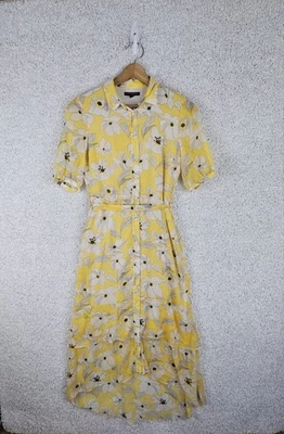 Banana Republic Flower Floral Dress Size 6 Tiered Sheer Lined Yellow Sun Dress - Image 1 of 4