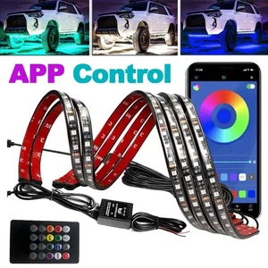 4x RGB LED Under Car Tube Strip Underglow body Neon Light Kit APP Remote Control - Picture 1 of 20
