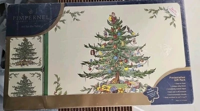 Spode Christmas Tree Pimpernel Placemats & Coasters 16 x 12 Set Of 4 New [102] - Image 1 of 4