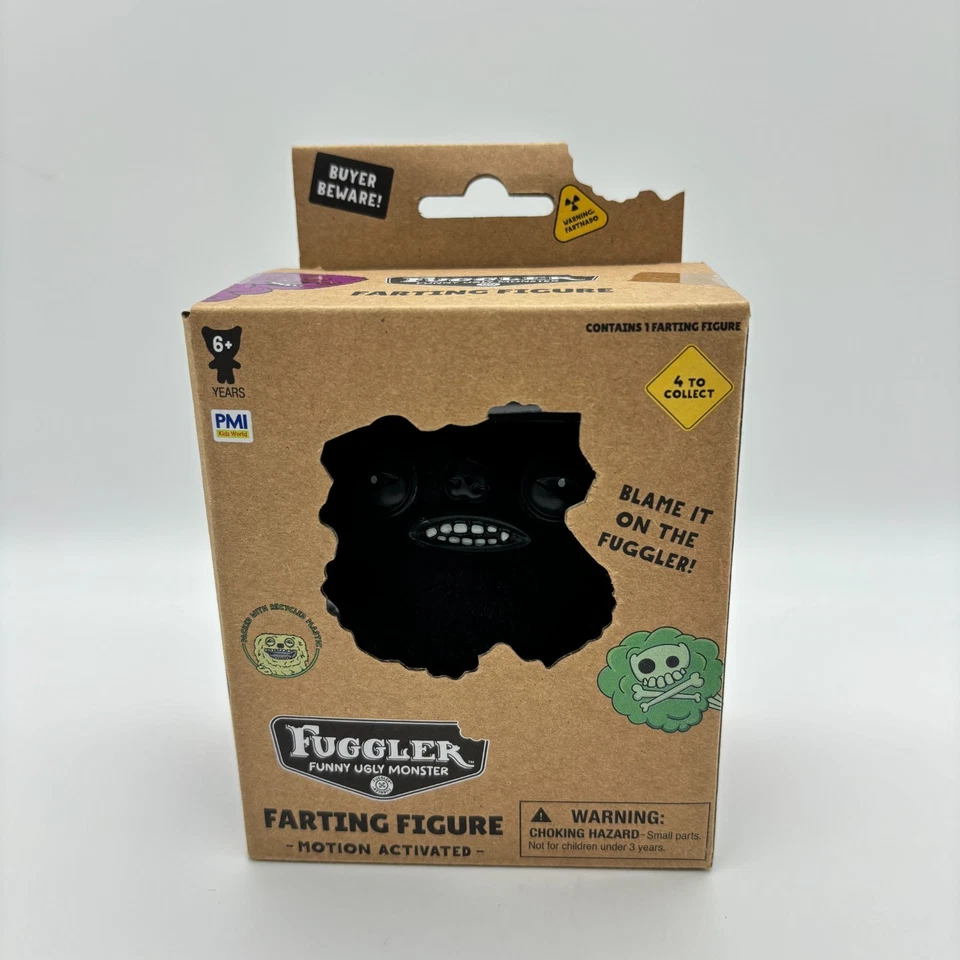 Fuggler Fart Face Munch Munch Black Fur Funny Ugly Monsters 9" Motion Activated