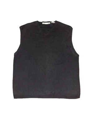 L Perry Ellis Blue Sweater Vest Ribbed Knit 100% Cotton Elegant Warm Soft Men - Image 1 of 4