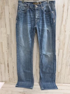 BKE Carter Jeans Herren 33x36 Blau Distressed Straight Leg Denim 100% Baumwolle Hose - Bild 1 von 19