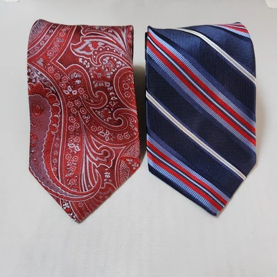 Lot of 2 Daniel Cremieux Men's Neck Ties Blue Stripe/Red Paisley Silk USA *NEW* - Image 1 of 4