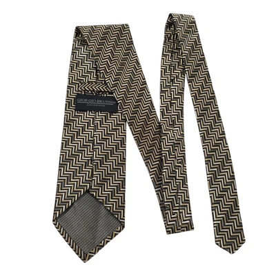 Corbata para hombre Giorgio Brutini Collezione dorada plateada negra chevron hecha a mano papá Foto 1 de 4