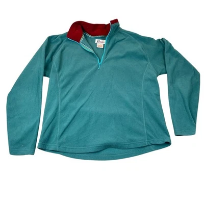 Chaqueta deportiva mundial vintage para mujer XL polar 1/4 cremallera exterior verde azulado Foto 1 de 4