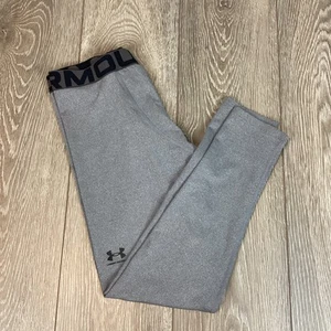 Under Armour Leggings Gray Fitted Boys Youth Coldgear XL NEW - Picture 1 of 6