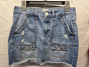 SO Y2K Denim Jean Mini Skirt Cargo Pockets Size 11/30 - Picture 1 of 5