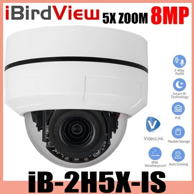 iBirdView 5x Zoom 8MP 4K PTZ POE IP Speed Dome Camera Two-Way Audio IP66 H.265+ - Image 1 of 4