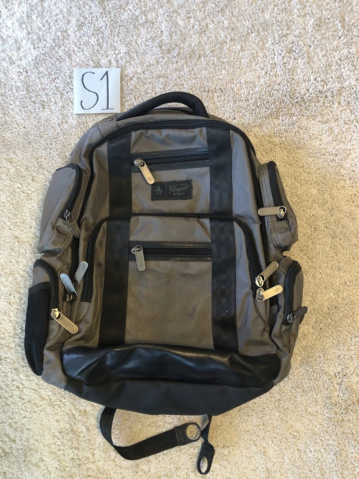 Mochila estilo Odel Penguin vintage para hombre gris carbón/negro borde leer Foto 1 de 4