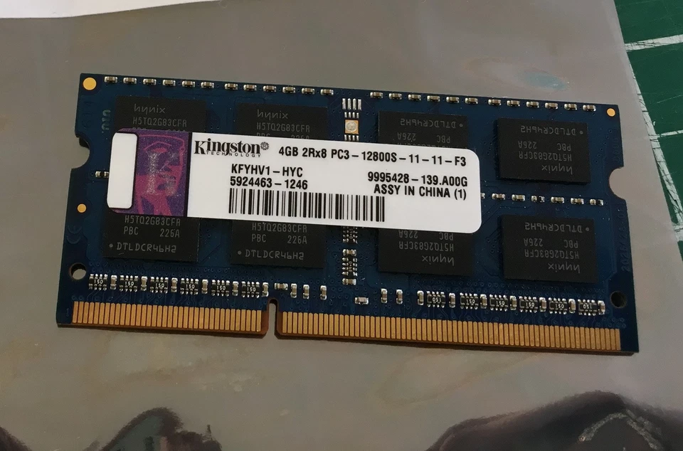 Kingston 4GB PC3-12800 RAM DDR3-1600MHz CL11 204-Pin SoDimm Memory KFYHV1-HYC - Image 1 of 1