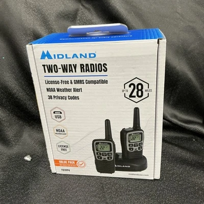 Midland  T51VP4 Two-Way Radios 2-Pk 28-mile 22-Channel, Black - Image 1 of 2