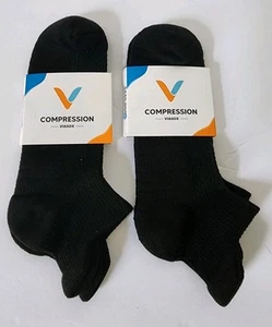 Viasox Diabetic 2 Pairs Black Ankle Compression Socks Adult Size Large New - Picture 1 of 2