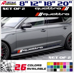 x2 Audi QUATTRO Sport S Line Decal Sticker PAIR Emblem Logo WHITE/RED - Picture 1 of 7