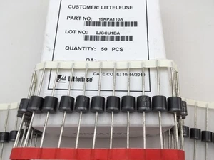 15KPA110A Littelfuse, 15kW 110 VWM 178.6 VC 84.5 Amp, Diodo TVS, Unidireccional  - Imagen 1 de 1