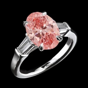 Anillo de oro blanco de 18 quilates 3,00 quilates certificado IGI cultivado en laboratorio elegante diamante rosa vivo - Imagen 1 de 9