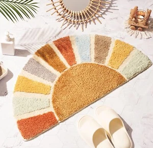 Sunrise Boho Bathroom Rugs,Half Circle Bath Mat Cute,Sun Bath Mats,Retro Bohe... - Picture 1 of 6