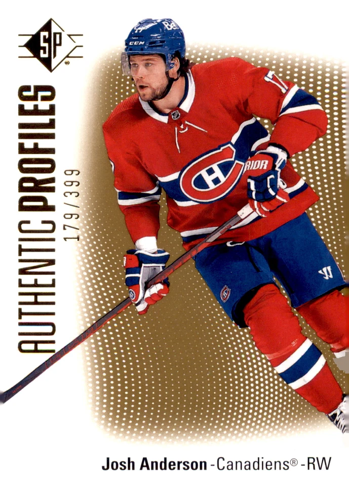 2021-22 SP #AP-6 Josh Anderson Authentic Profiles /399 - Image 1 of 2
