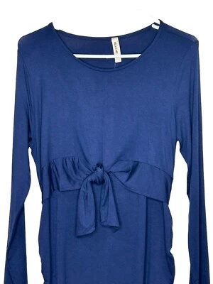 Hello Miz Navy Blue Tie Front Ruched Maternity Dress Size L NWT - Image 1 of 4