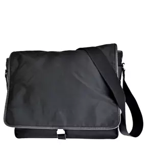 PRADA MILANO Logo Tessuto Messenger Shoulder Bag Nylon Leather Black SHW 32FA260 - Picture 1 of 17