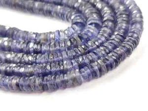 Iolite Faceted Tyre Shape Beads 8" AAA Iolite Heishi Cut/ Wheel Shape/Flat 6-7mm - Picture 1 of 7