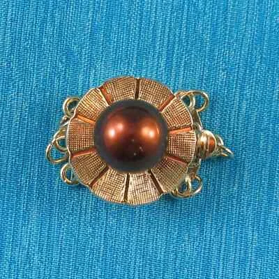 Cierre triple hebra de oro amarillo de 14 quilates (3 filas) chocolate perla Foto 1 de 4