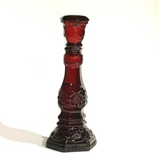 Avon Cape Cod Ruby Red Collection Candlestick 8.75" Cologne Bird of Paradise NIB