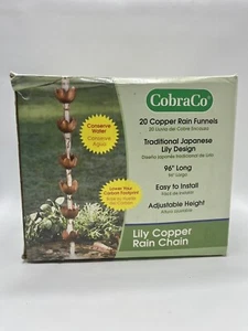 8ft Copper Lillies Rain Chain Outside Decor - Replace Downspout *NEW* CobraCo - Picture 1 of 7
