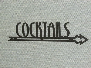 Art Deco Style Wood COCKTAILS RIGHT ARROW BAR SIGN WALL DECOR - Picture 1 of 2