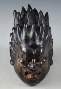Old Vintage Porcelain Buddhism Mask Plaque -Basarah Warrior- Showa Product - Picture 1 of 17